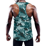 Forest Green Camouflage Print Training Tank Top