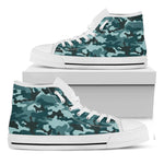 Forest Green Camouflage Print White High Top Sneakers