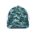 Forest Green Camouflage Print White Mesh Trucker Hat