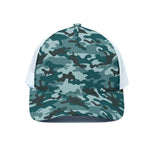 Forest Green Camouflage Print White Mesh Trucker Cap