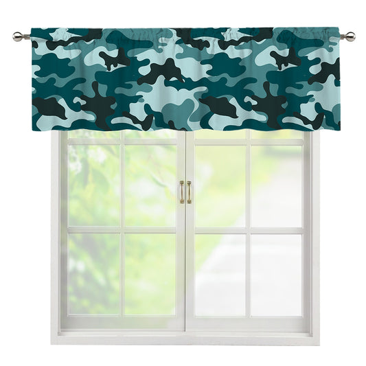 Forest Green Camouflage Print Window Valance