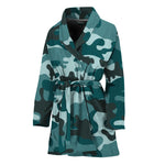 Forest Green Camouflage Print Women's Bathrobe