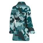 Forest Green Camouflage Print Women's Bathrobe