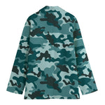 Forest Green Camouflage Print Women's Cotton Blazer