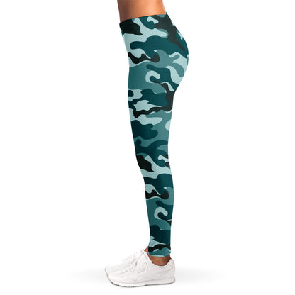 Forest Green Camouflage Print Women's Leggings