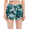 Forest Green Camouflage Print Women's Split Running Shorts