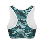 Forest Green Camouflage Print Women's Sports Bra