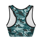 Forest Green Camouflage Print Women's Sports Bra