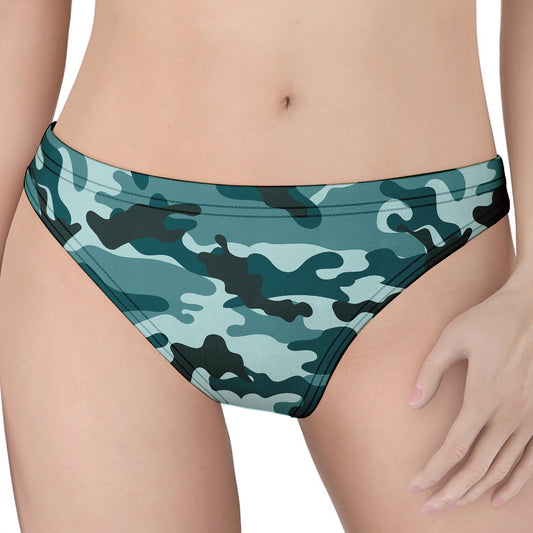 Forest Green Camouflage Print Women's Thong