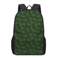 Forest Green Cannabis Leaf Print 17 Inch Backpack