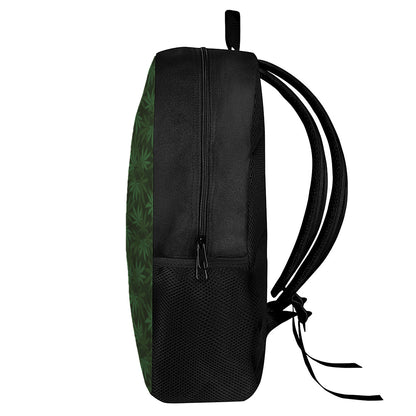 Forest Green Cannabis Leaf Print 17 Inch Backpack