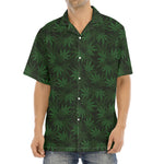 Forest Green Cannabis Leaf Print Aloha Shirt