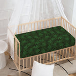 Forest Green Cannabis Leaf Print Baby Crib Sheet