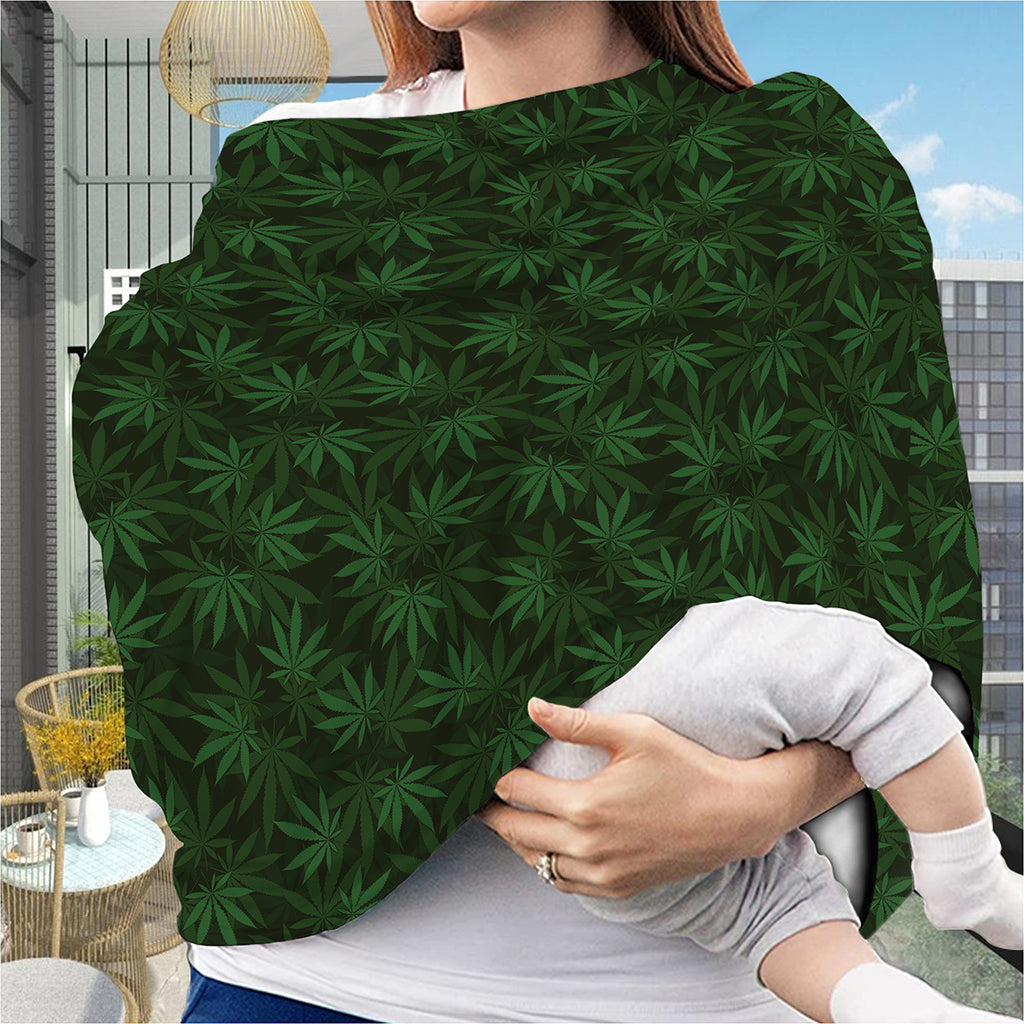 Forest Green Cannabis Leaf Print Baby Seat Cover