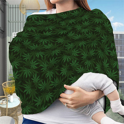 Forest Green Cannabis Leaf Print Baby Seat Cover