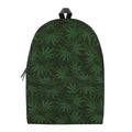 Forest Green Cannabis Leaf Print School Backpack