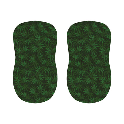 Forest Green Cannabis Leaf Print Bar Stool Covers
