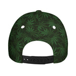 Forest Green Cannabis Leaf Print Baseball Cap