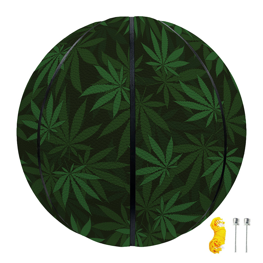Forest Green Cannabis Leaf Print Basketball