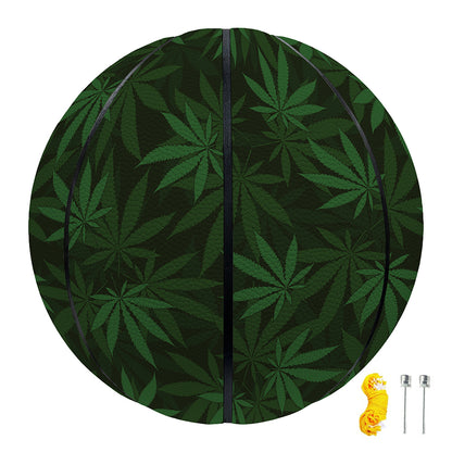 Forest Green Cannabis Leaf Print Basketball