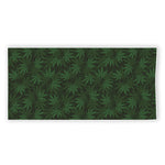 Forest Green Cannabis Leaf Print Beach Towel