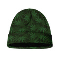 Forest Green Cannabis Leaf Print Beanie