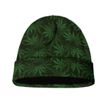 Forest Green Cannabis Leaf Print Beanie