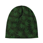 Forest Green Cannabis Leaf Print Beanie