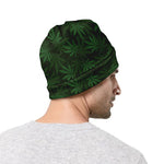Forest Green Cannabis Leaf Print Beanie