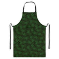 Forest Green Cannabis Leaf Print Bib Apron With Pocket