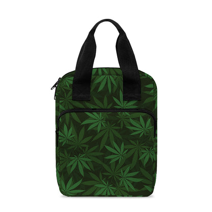 Forest Green Cannabis Leaf Print Bible Tote Bag