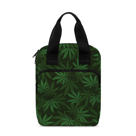 Forest Green Cannabis Leaf Print Bible Tote Bag