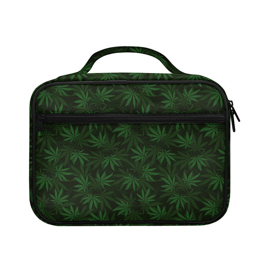 Forest Green Cannabis Leaf Print Briefcase Bible Bag