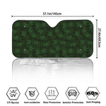 Forest Green Cannabis Leaf Print Car Windshield Sun Shade