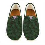 Forest Green Cannabis Leaf Print Casual Shoes