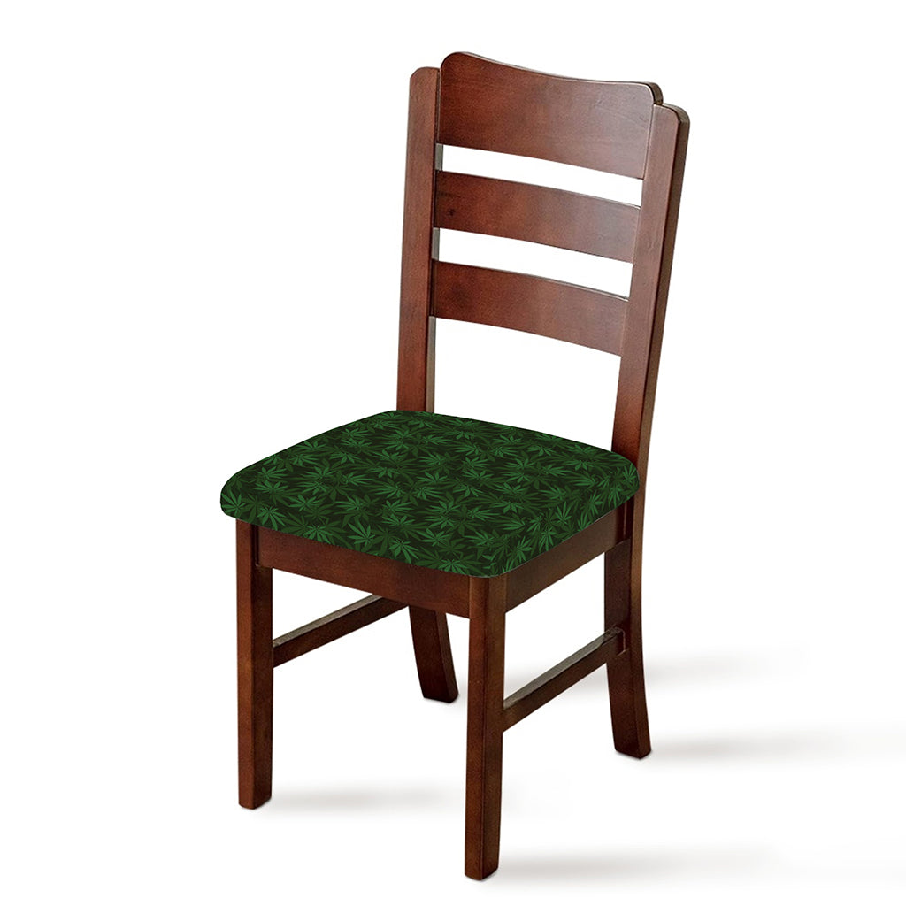 Forest Green Cannabis Leaf Print Chair Cushion Cover