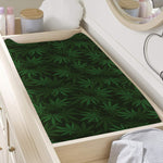 Forest Green Cannabis Leaf Print Changing Pad Cover