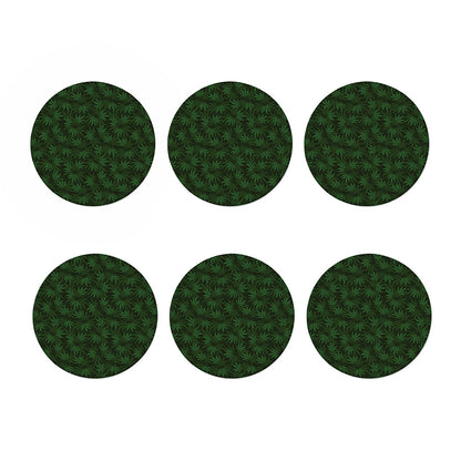 Forest Green Cannabis Leaf Print Coaster Set
