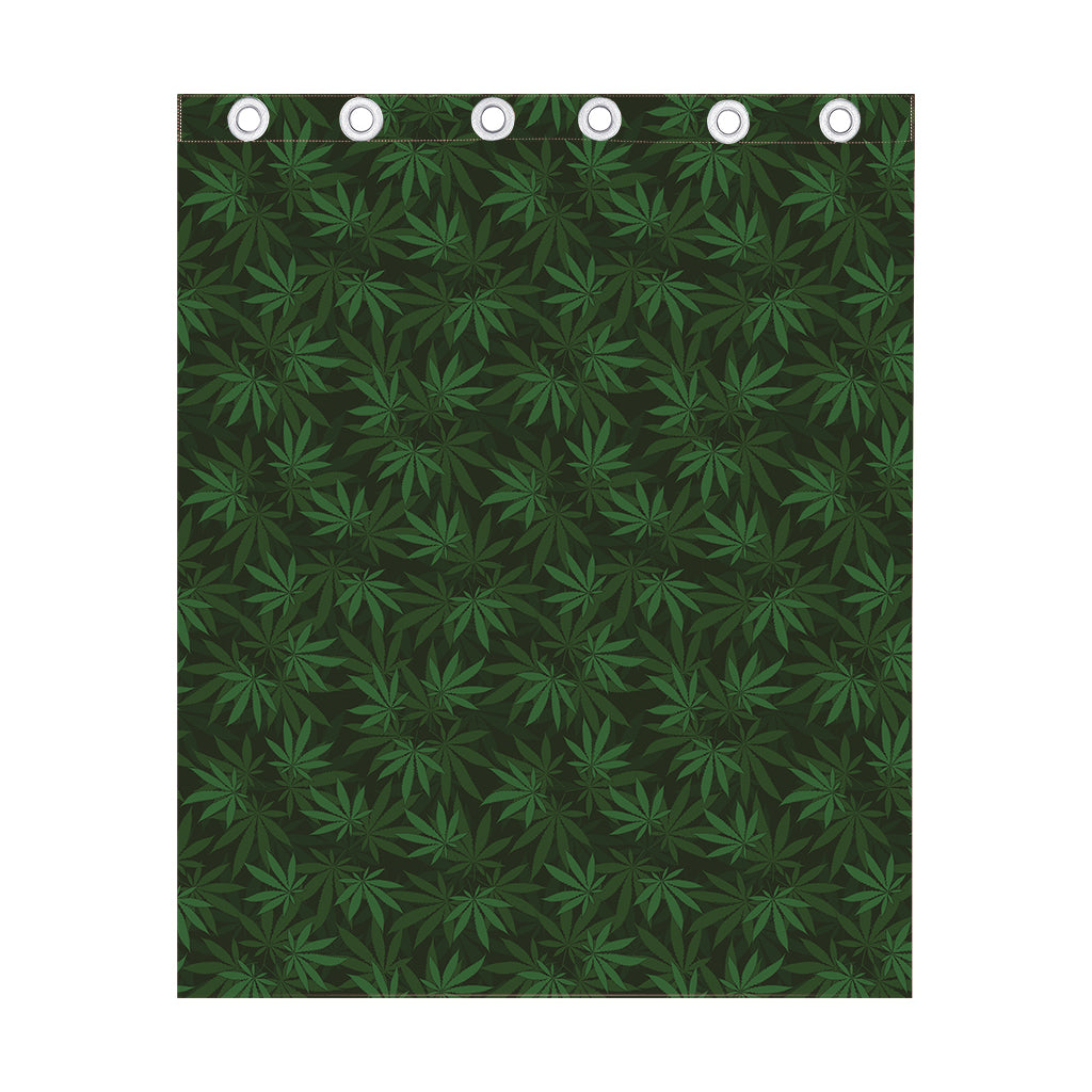Forest Green Cannabis Leaf Print Curtain