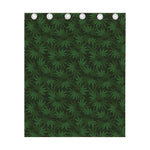 Forest Green Cannabis Leaf Print Curtain