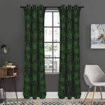 Forest Green Cannabis Leaf Print Curtain