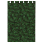 Forest Green Cannabis Leaf Print Curtain
