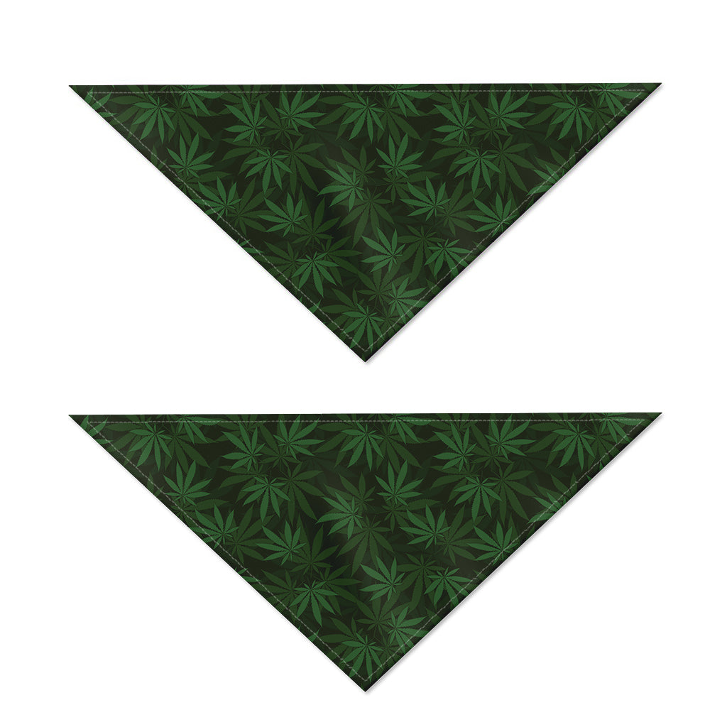 Forest Green Cannabis Leaf Print Dog Bandana