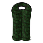 Forest Green Cannabis Leaf Print Double Neoprene Wine Tote