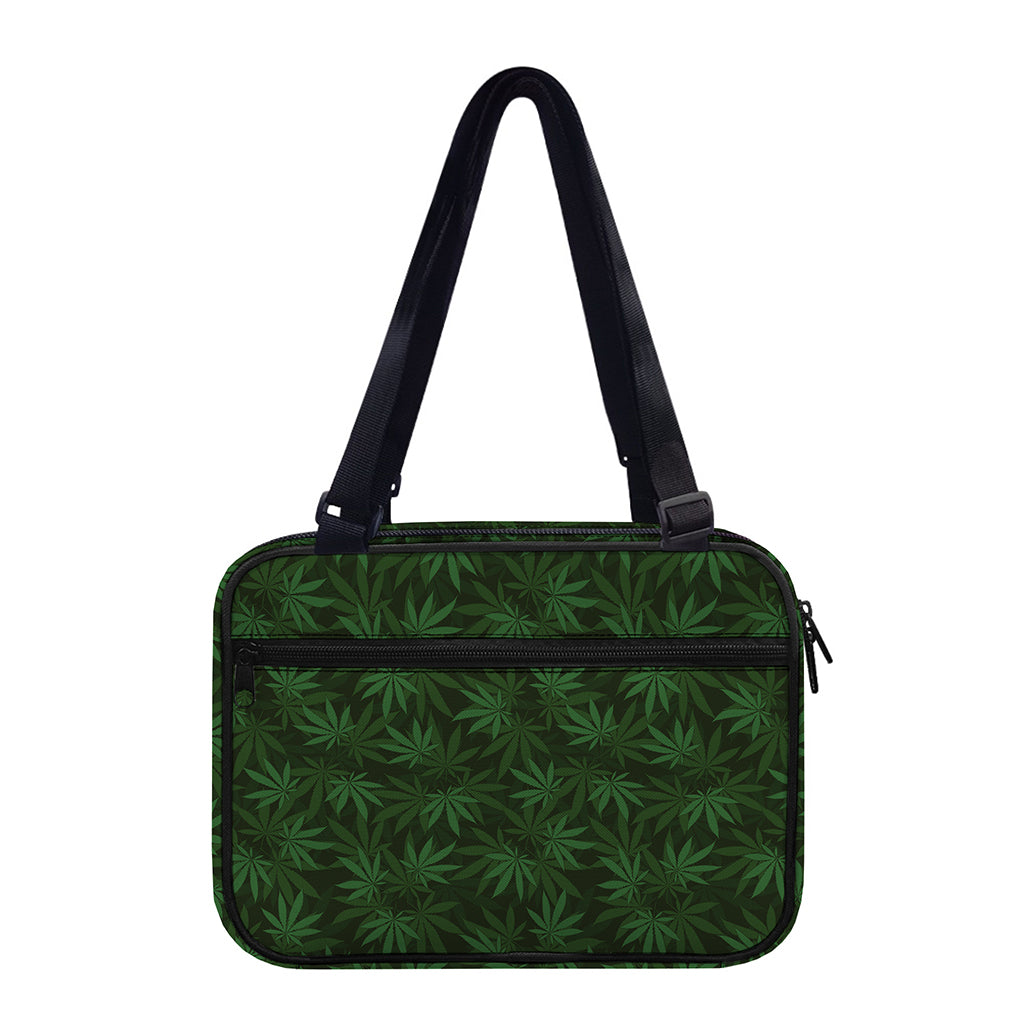 Forest Green Cannabis Leaf Print Double Strap Bible Bag