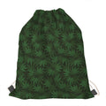 Forest Green Cannabis Leaf Print Drawstring Bag