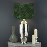 Forest Green Cannabis Leaf Print Drum Lamp Shade