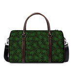 Forest Green Cannabis Leaf Print Duffle Bag