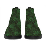 Forest Green Cannabis Leaf Print Flat Ankle Boots