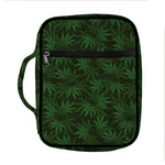 Forest Green Cannabis Leaf Print Front Pocket Bible Bag